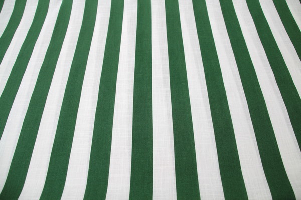 Green & Soft White Wide Striped 100% Linen