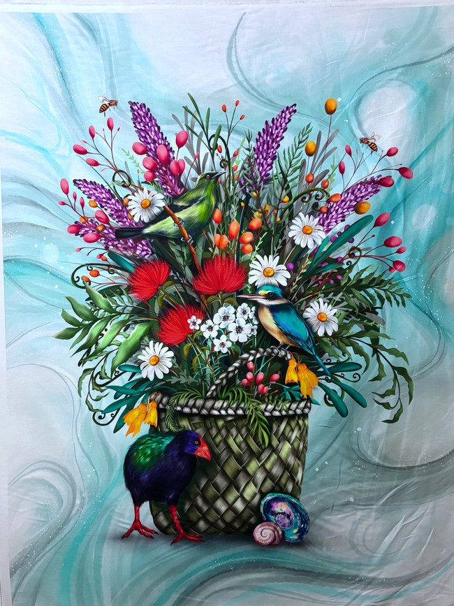 Basket & Blooms Native Birds Panel