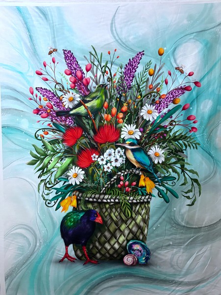 Basket & Blooms Native Birds Panel