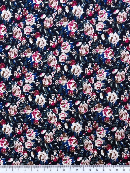Floral on Dark Navy Rayon