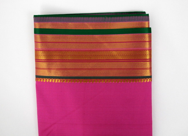 Bright Pink, Gold & Green Saree