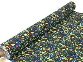 NZ Birds & Plants on Charcoal Printed Cotton