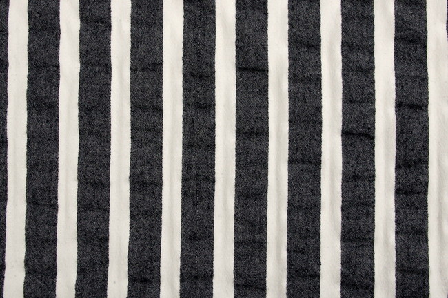 Navy & Ivory Striped Stretch Seersucker