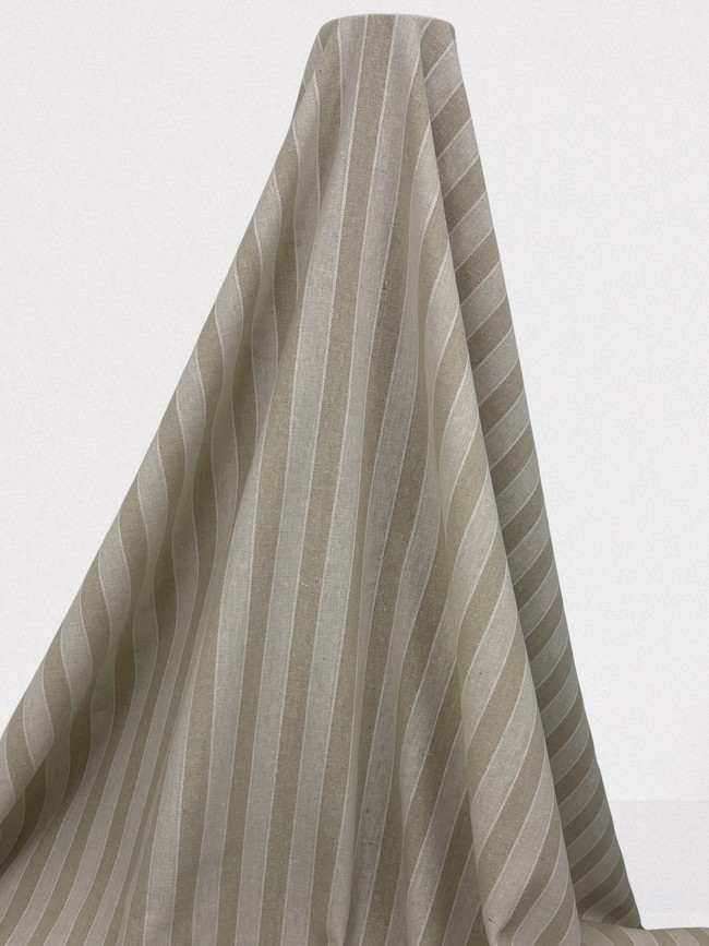 Neutral Tones Stitched Striped Linen Cotton Blend