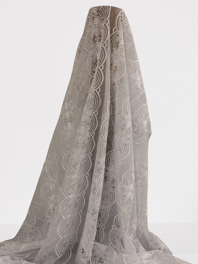 White Scalloped Circle Corded Lace