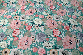 Blooms on Jade Printed Cotton