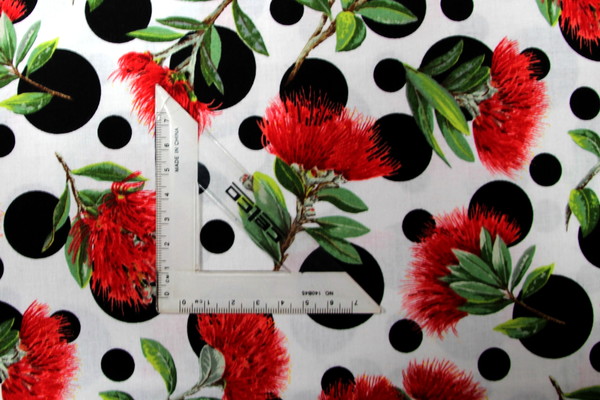 Spot the Pohutukawa Kiwiana Cotton