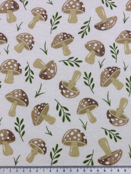 Toadstools on Natural Winceyette