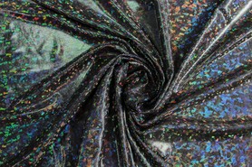 Silver Holographic Printed Black Lycra