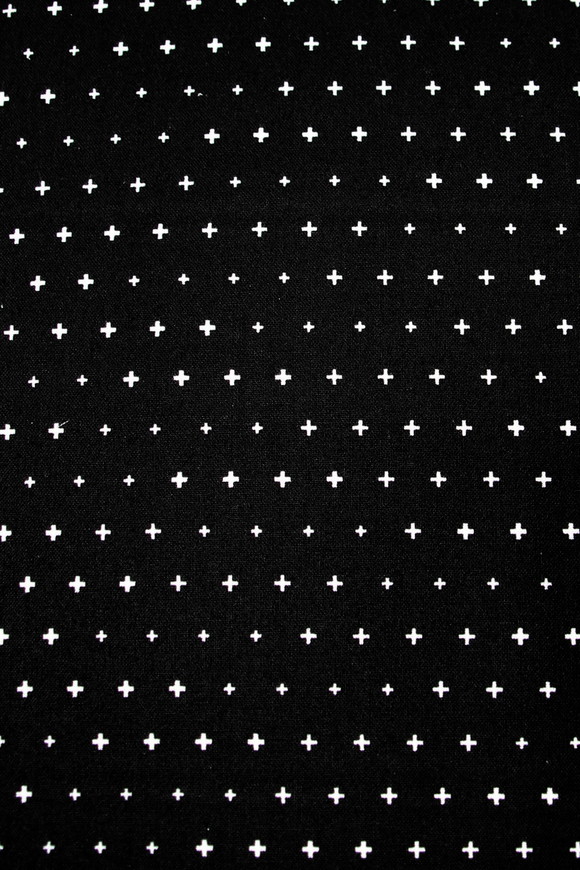 Simply White on Black (Crosses) Premium Cotton