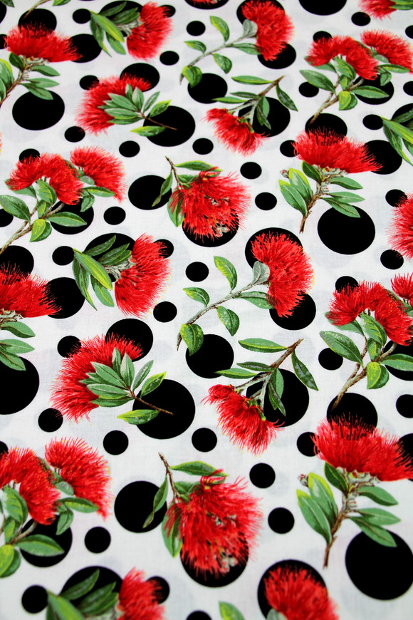 Spot the Pohutukawa Kiwiana Cotton