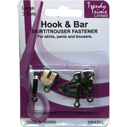 Hook & Bar Nickel Fastener x 3 Sets