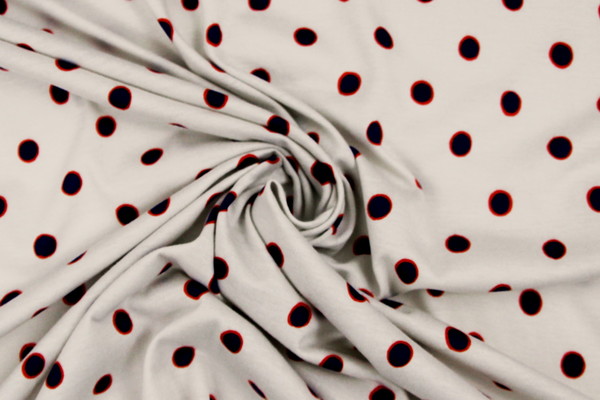 Royal Blue Dots on Stone T-Shirt Knit