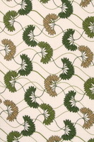 Green & Beige Flowers on Ivory Printed Bamboo Cotton Blend