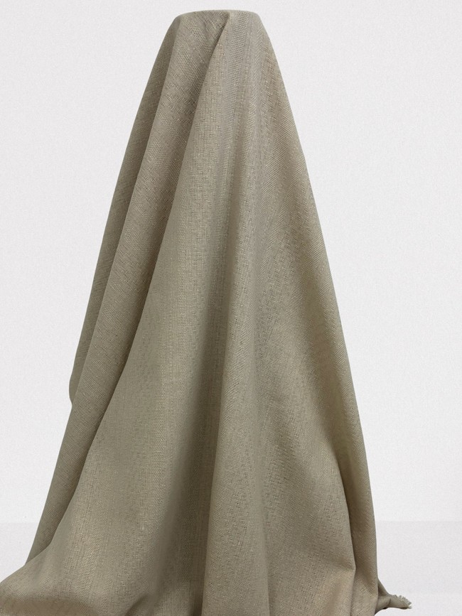 Light Sand Multi Textured Self-Striped Linen Cotton Blend