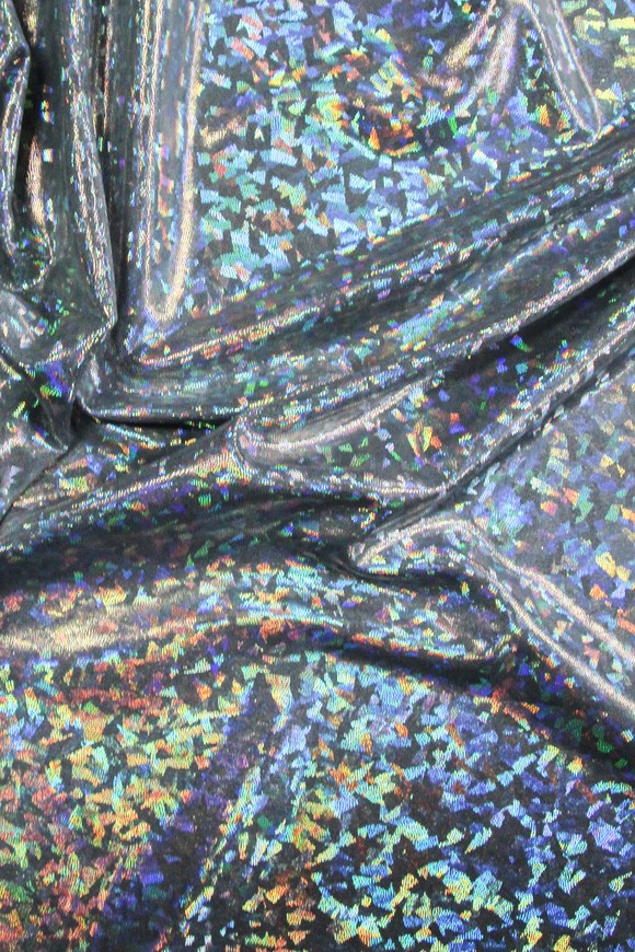 Silver Holographic Printed Grey Lycra