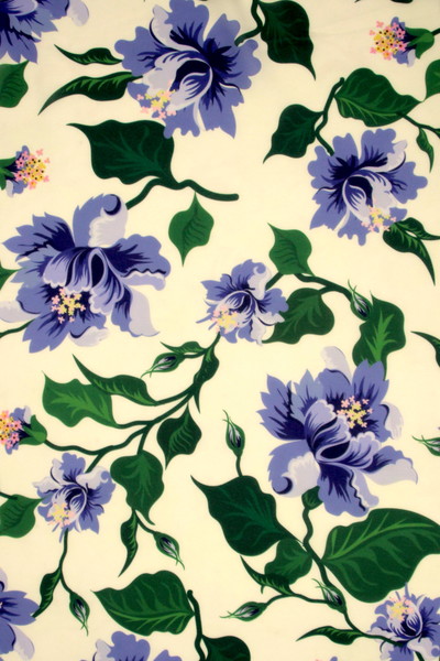 Purple Multi Floral on Cream Printed Chiffon