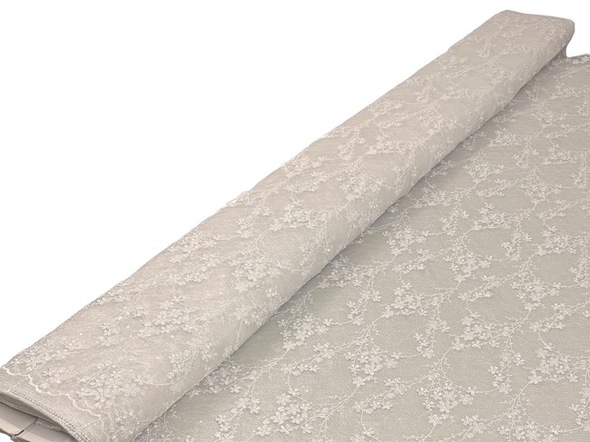  White Floral Cobweb Scalloped Corded Lace