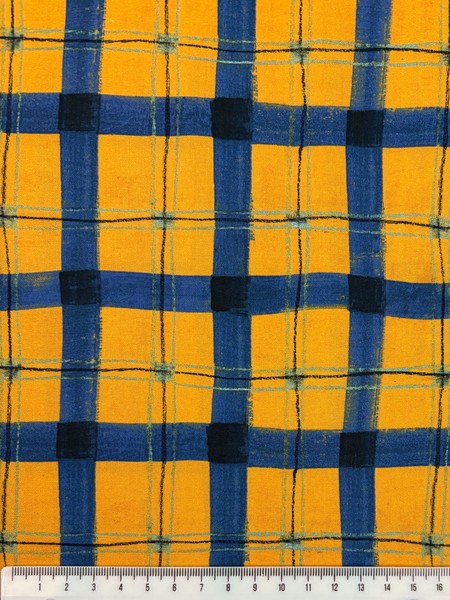 Blue & Yellow Plaid Printed Cotton