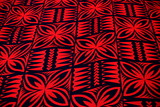 Red & Black Spearhead Printed Pasifika Dobby
