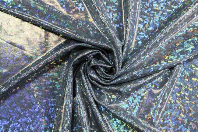 Silver Holographic Printed Grey Lycra