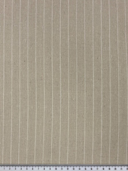 White Pin Stripe on Neutral Linen Cotton Blend