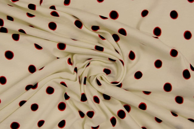 Black Dots on Cream T-Shirt Knit
