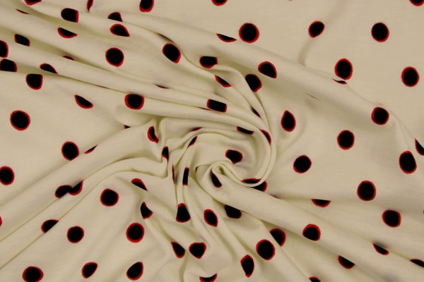 Black Dots on Cream T-Shirt Knit
