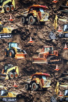 Construction Zone Diggers Premium Printed Cotton