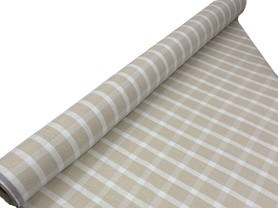 Light Sand & Off White Checked Textured Linen Cotton Blend