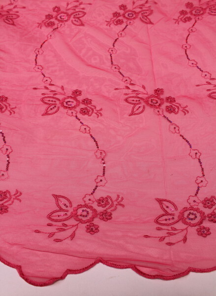 Bright & Pretty Embroidered Netting with Sequins - Pink