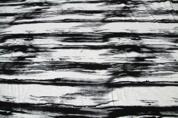 Black, Grey & Ivory Haze Printed Stretch Viscose Knit