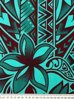 Burgundy & Jade tones Pacific Island Cotton Dobby