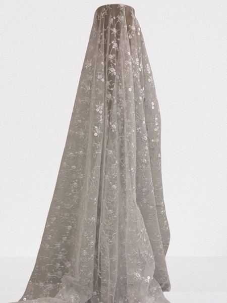White Rose Sequinned Scalloped Lace