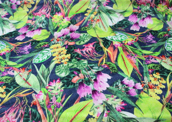 Vibrant Floral Digitally Printed Silk Blend