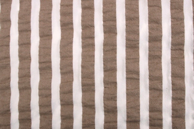 Soft Beige & Ivory Striped Stretch Seersucker