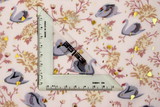 Elegant Swans with Gold on Pale Pink Crinkled Printed Chiffon
