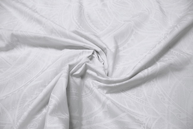 Leaves - White on White Pasifika Polycotton
