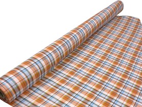Orange & Blue Tartan Polished Cotton