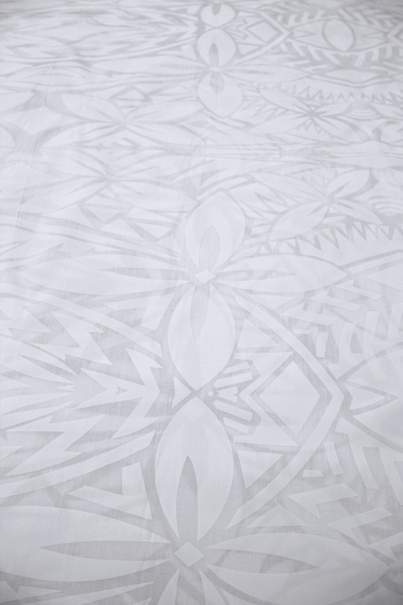 Flower - White on White Pasifika Polycotton
