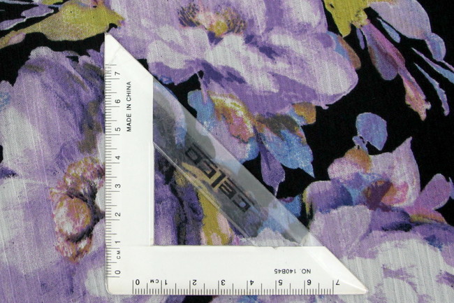 Purple Multi Floral on Black Printed Crinkled Chiffon