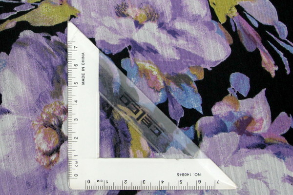 Purple Multi Floral on Black Printed Crinkled Chiffon