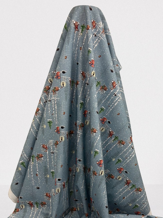 Christmas Rabbits Printed Cotton