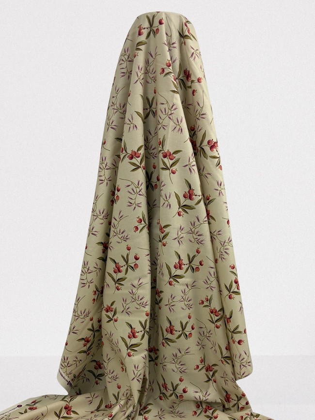 Berries on Beige Printed Cotton