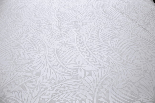Petals & Palms - White on White Pasifika Polycotton