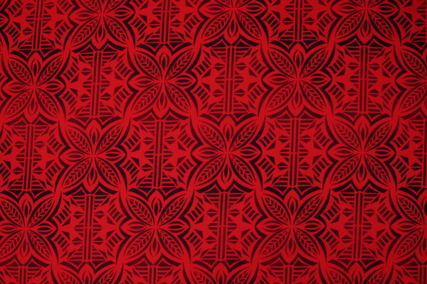 Black & Maroon on Red Pasifika Dobby Cotton