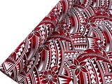 Red on White Frangipani Pacific Island Cotton Dobby