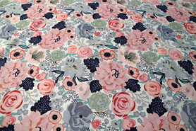 Blooms on Ivory Printed Cotton
