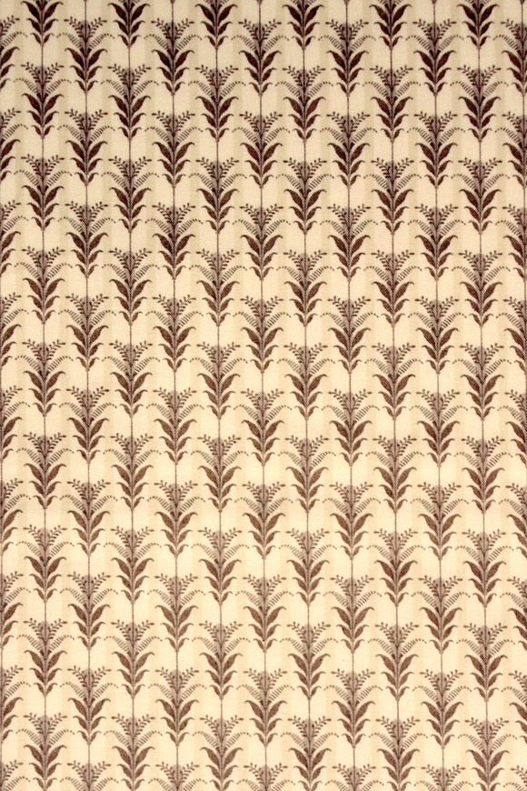 Beige Sprigs on Striped Printed Cotton