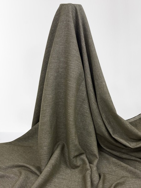 Olive Toned Chevron Wool / Linen Blend Suiting